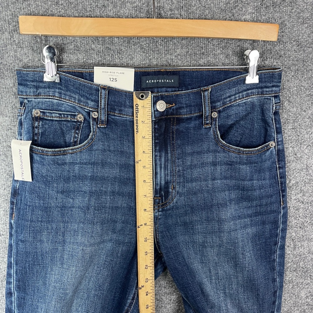 NEW AEROPOSTALE High Rise‎ Flare Jeans Medium Wash Denim Size 12S - Picture 6 of 10